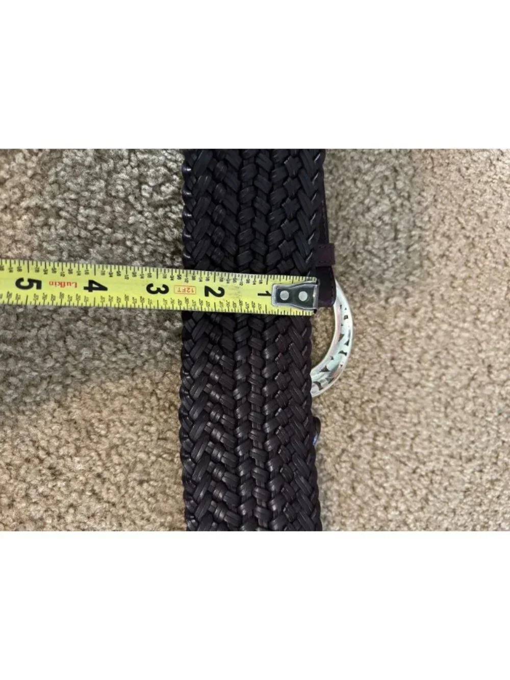 JCREW BRIGHTON Women Woven Brown Leather Belt Sz 34/MEDIUM Western Cowgirl Rodeo